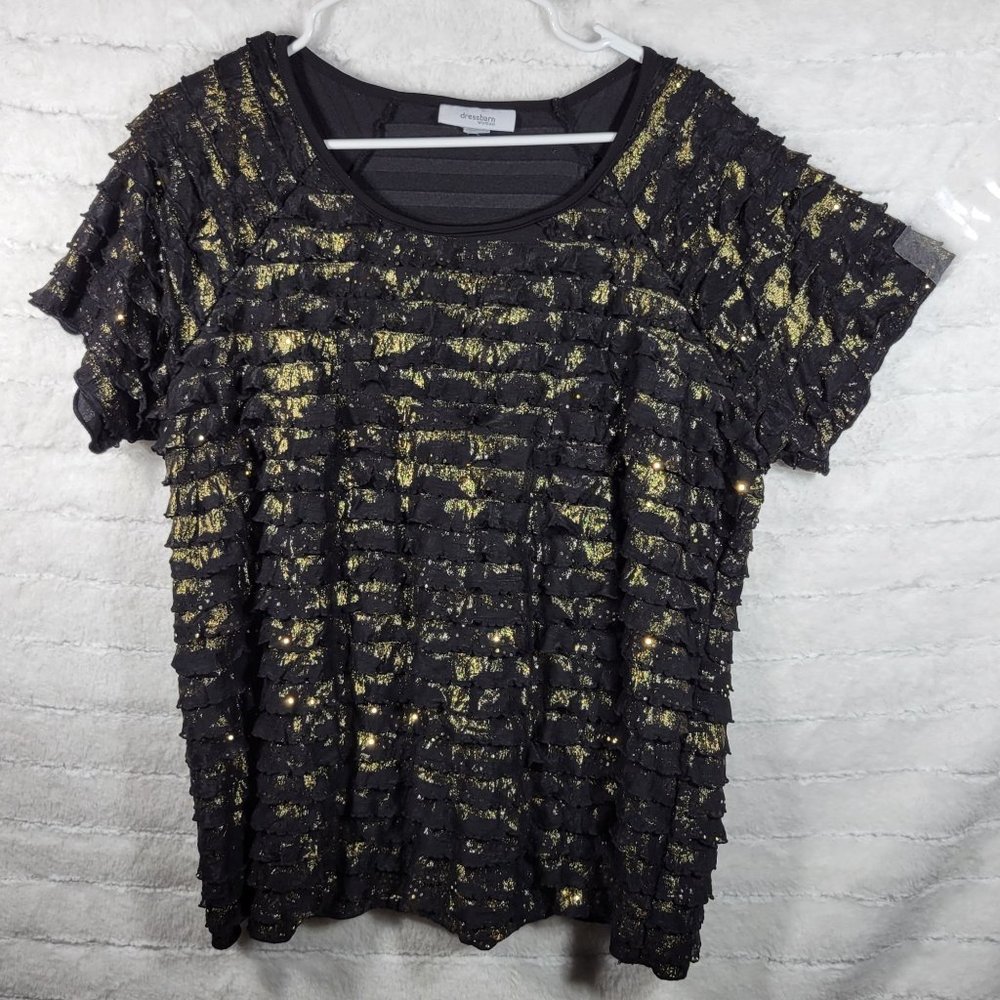 Dressbarn M Women's multi tiered festive holiday top